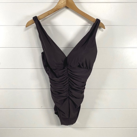 Miraclesuit Womens Sonatina One Piece Ruched Swimsuit sz 8D Burgundy Slimming - Picture 1 of 12